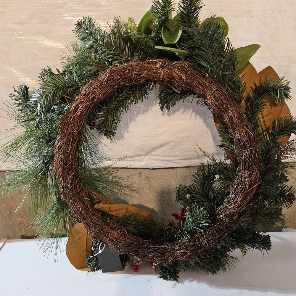 Festive Green and Red Holiday Wreath